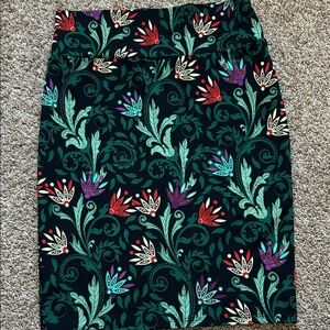 Floral Pencil Skirt in Black with Multicolor Accents